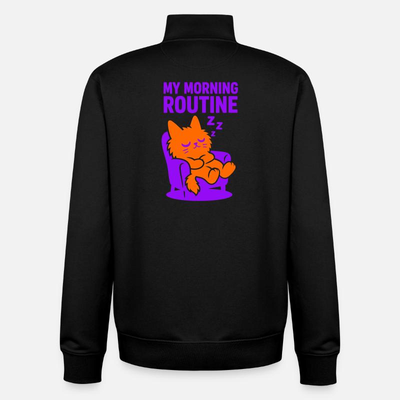 Morning Routine Cat #1 - Unisex Organic Zip Sweatshirt by Stanley/Stella - black