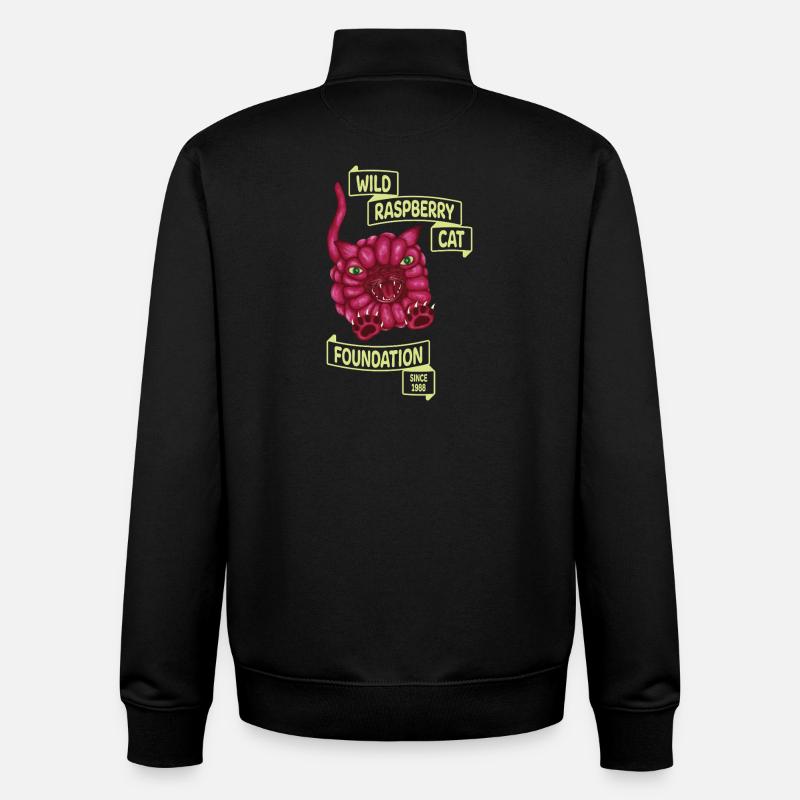 Wild Raspberry Cat - Unisex Organic Zip Sweatshirt by Stanley/Stella - black