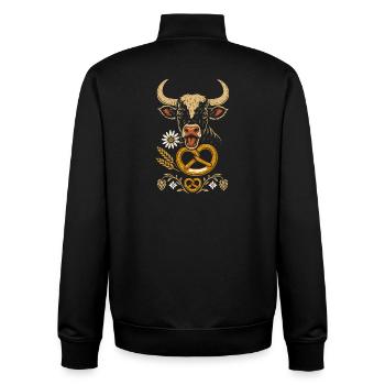 Vache sauvage avec bretzel - Volksfest Design - Sweat zippé unisexe en coton bio Stanley/Stella - noir - Dos - AI Model Male 185 light (185cm)