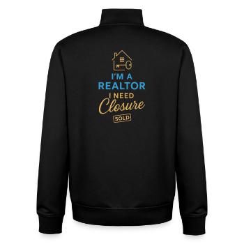 Je suis agent immobilier et j'ai besoin d'un Abs - Sweat zippé unisexe en coton bio Stanley/Stella - noir - Dos - AI Model Male 185 light (185cm)