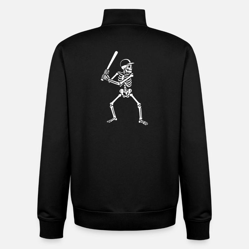 Skeleton playing Baseball gift - Unisex Organic Zip Sweatshirt by Stanley/Stella - black