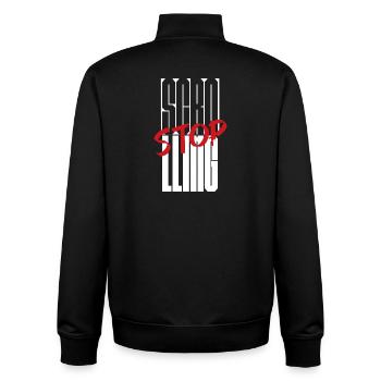 Stoppen Sie das Scrollen Typografie-Design - Unisex Organic Zip Sweatshirt von Stanley/Stella - Schwarz - Hinten - AI Model Male 185 light (185cm)