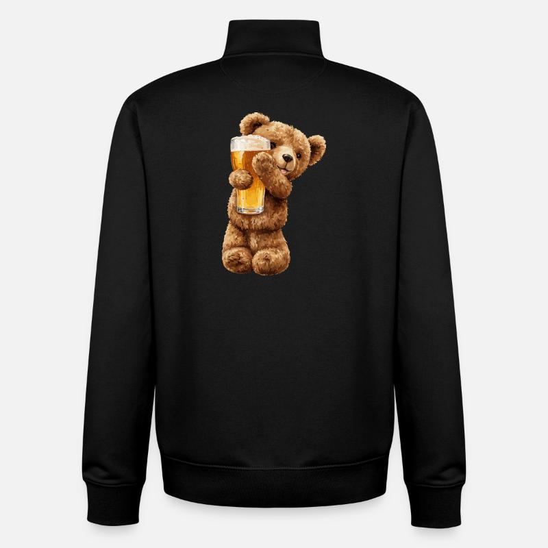 Bärchen mit Bierglas Bierchen Teddybär - Unisex Organic Zip Sweatshirt von Stanley/Stella - Schwarz