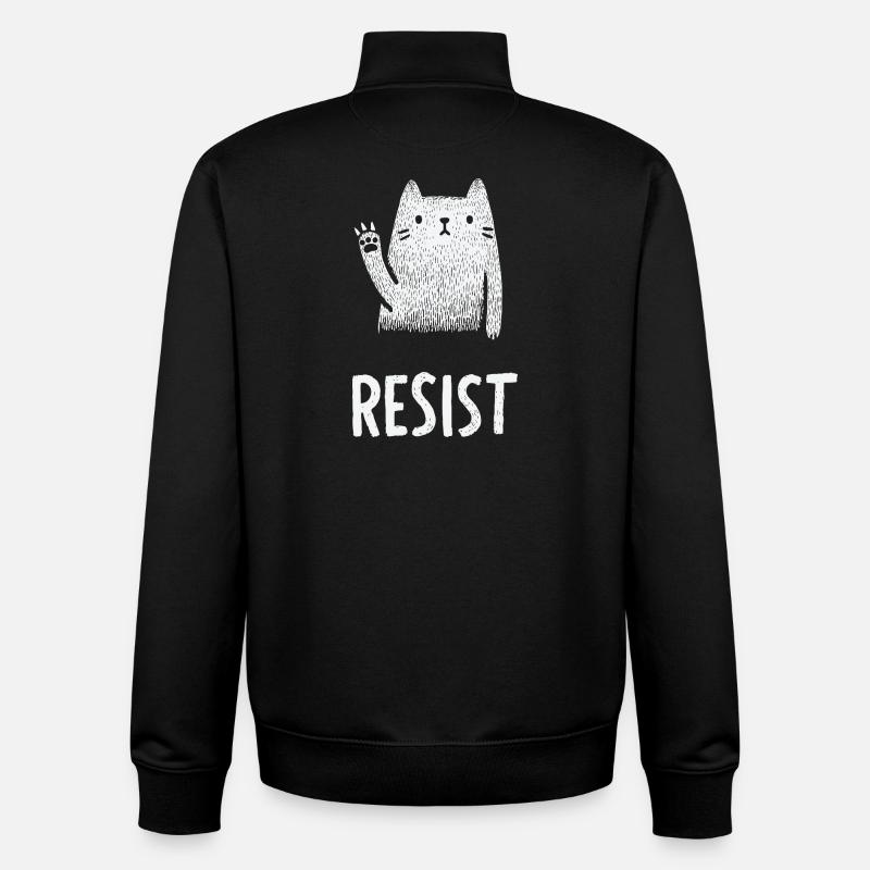Illustration du chat blanc ondulant - Sweat zippé unisexe en coton bio Stanley/Stella - noir