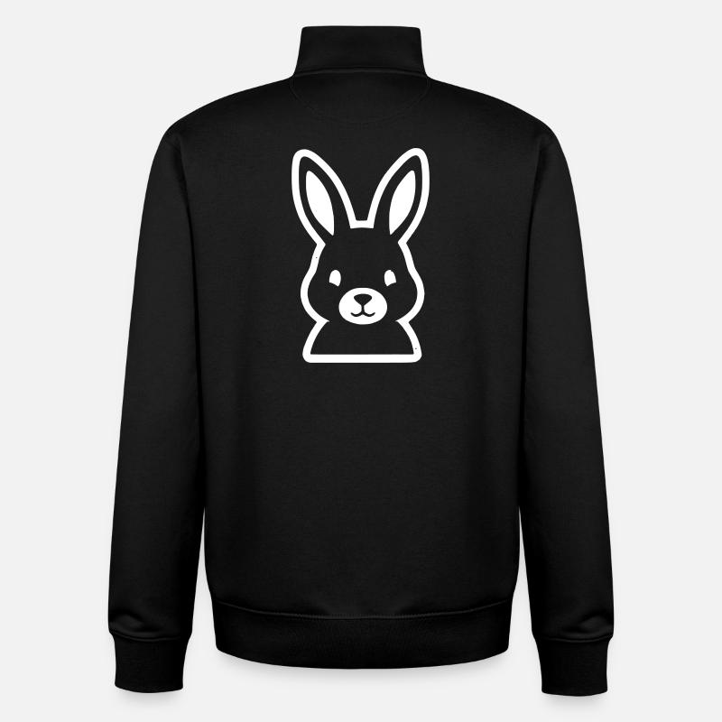 Hase Kopf Outline Comic Sticker Vektor - Unisex Organic Zip Sweatshirt von Stanley/Stella - Schwarz