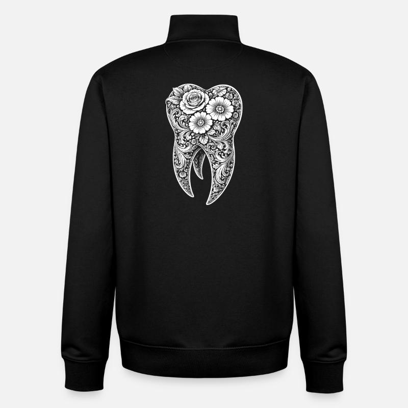 Zahnblüten Ornament Design - Unisex Organic Zip Sweatshirt von Stanley/Stella - Schwarz