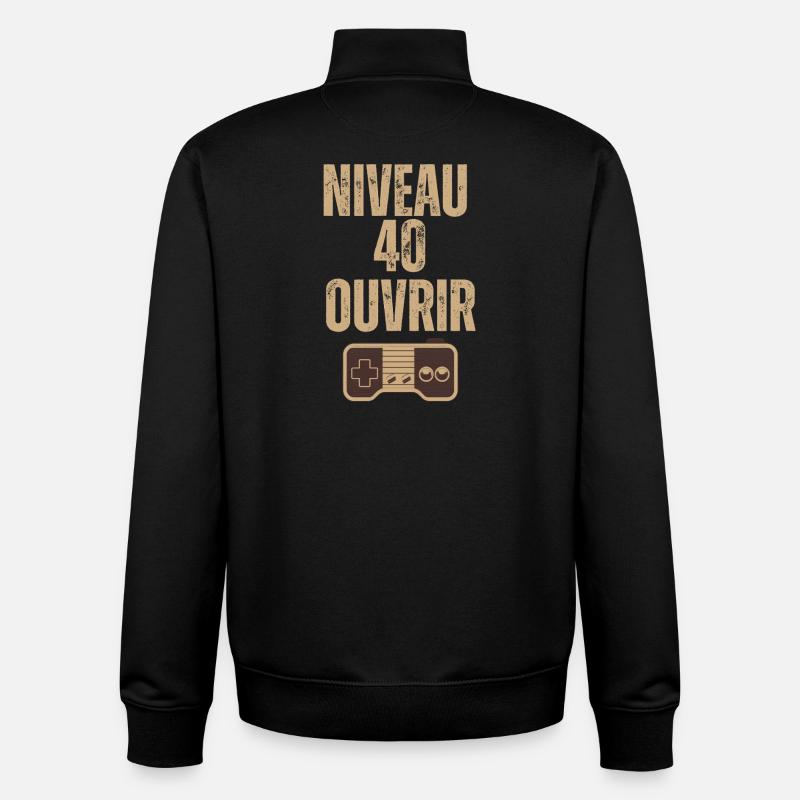 Niveau 40 Ouvrir — Controller Retro - Sweat zippé unisexe en coton bio Stanley/Stella - noir