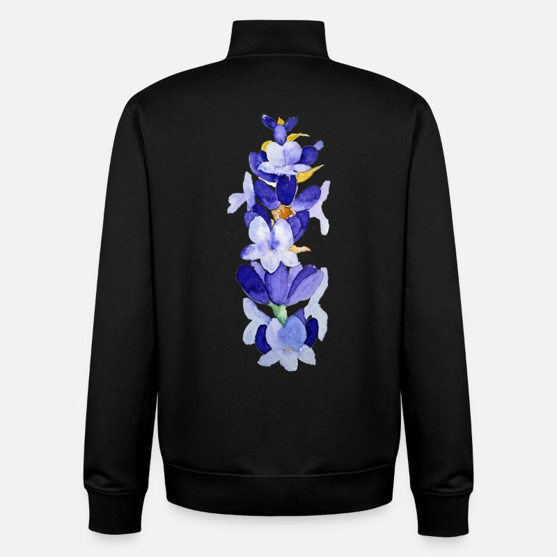Aquarelle de fleurs aquatiques lavande - Sweat zippé unisexe en coton bio Stanley/Stella - noir