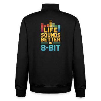 Life sounds better in 8-bit | Chiptune Vibes - Unisex Organic Zip Sweatshirt by Stanley/Stella - black - Back - AI Model Male 185 light (185cm)