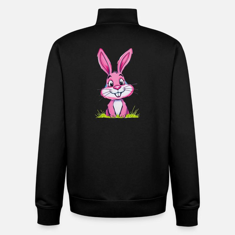Easter Bunny Bunny Pink - Unisex Organic Zip Sweatshirt by Stanley/Stella - black
