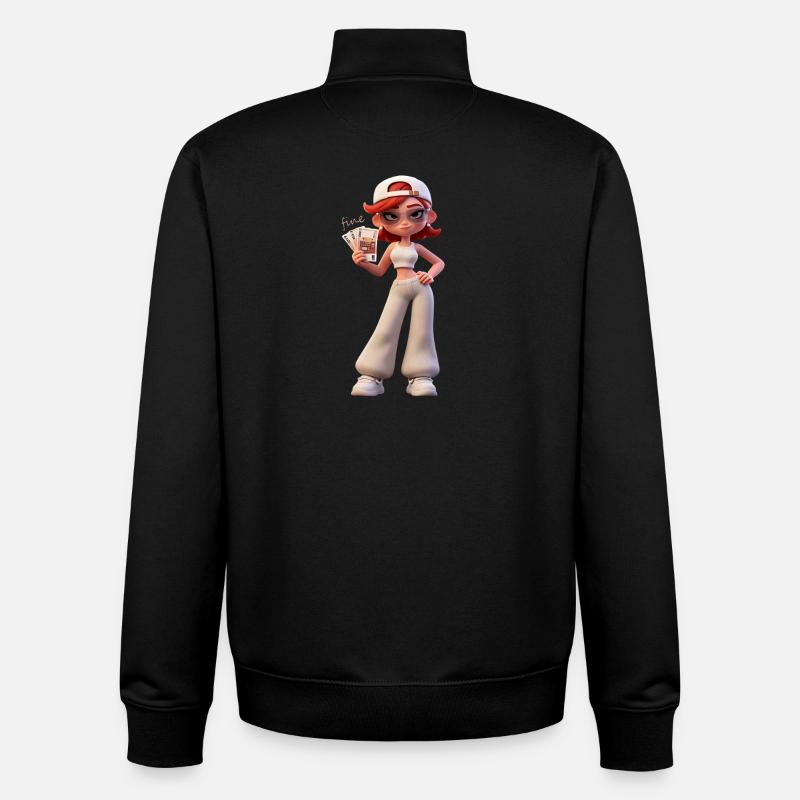 Cash Flow Diva Streetwear - Sweat zippé unisexe en coton bio Stanley/Stella - noir