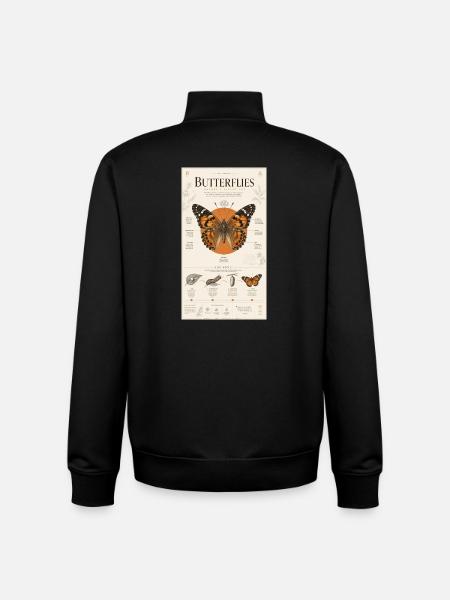 Butterfly Art Poster Nature Cycle - Unisex Organic Zip Sweatshirt by Stanley/Stella - black