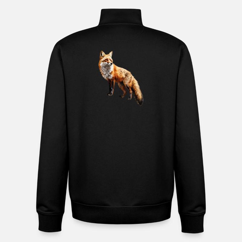 Roter Fuchs – Wildtier Alpen Design - Unisex Organic Zip Sweatshirt von Stanley/Stella - Schwarz