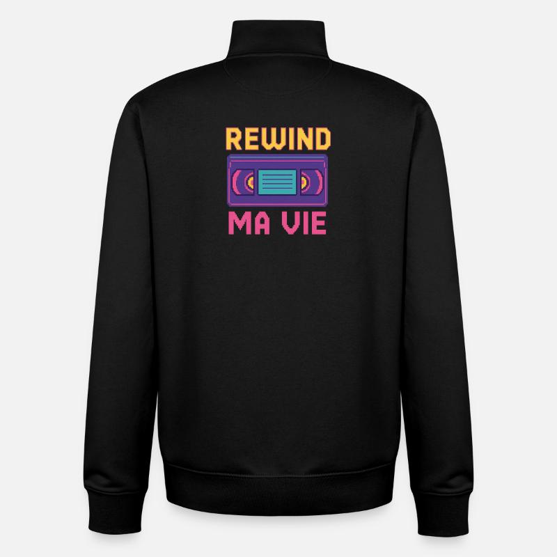 Rewind My Life Retro Cassette - Unisex Organic Zip Sweatshirt by Stanley/Stella - black