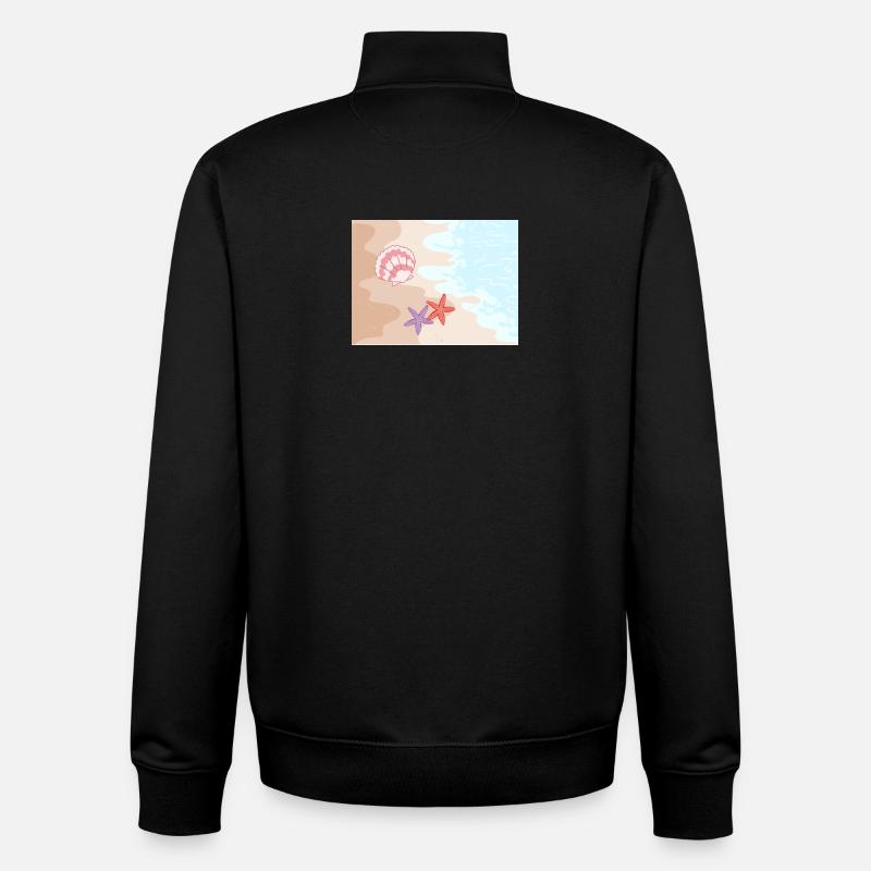 Summer beach starfish and shells - Unisex Organic Zip Sweatshirt by Stanley/Stella - black