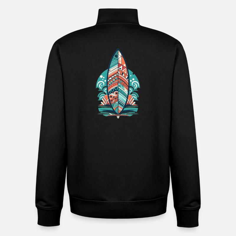 Planche de surf - Sweat zippé unisexe en coton bio Stanley/Stella - noir