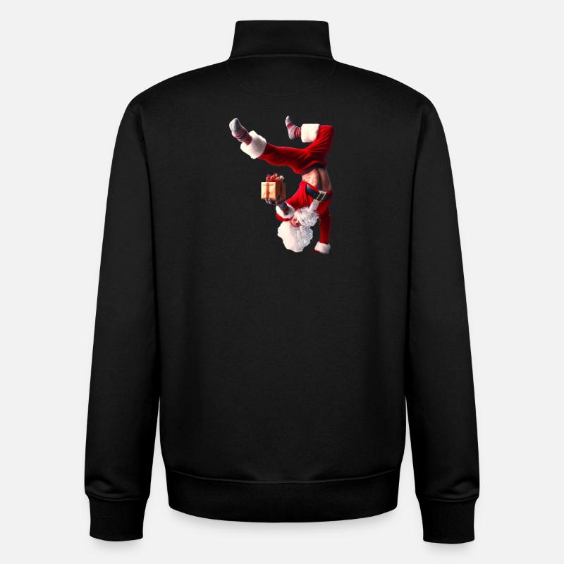Humorvoller Weihnachtsmann mit Geschenk - Unisex Organic Zip Sweatshirt von Stanley/Stella - Schwarz