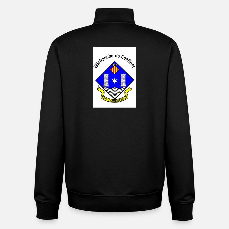 Blason Villefranche de Conflent Bleu - Sweat zippé unisexe en coton bio Stanley/Stella - noir