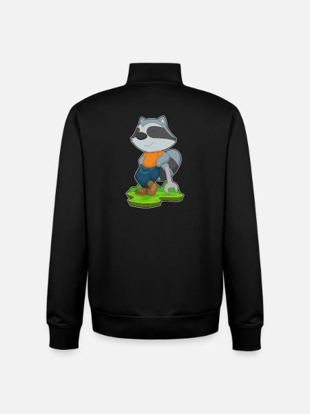 Raccoon Mechanic Wrench Workshop - Unisex Organic Zip Sweatshirt by Stanley/Stella - black