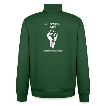 Introverts Unite - Unisex Organic Zip Sweatshirt von Stanley/Stella - Flaschengrün - Hinten - AI Model Male 185 dark (185cm)