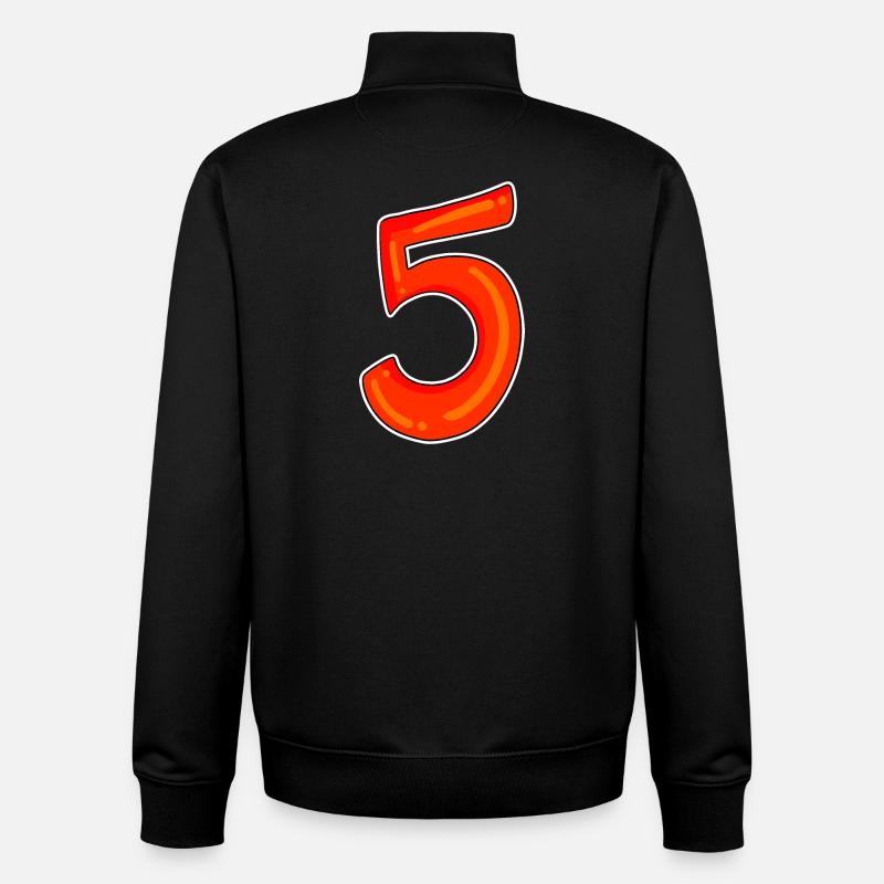 Symbole de cinq chiffres 5 - Sweat zippé unisexe en coton bio Stanley/Stella - noir