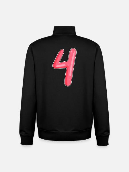 4 - Four Number Number - Unisex Organic Zip Sweatshirt by Stanley/Stella - black