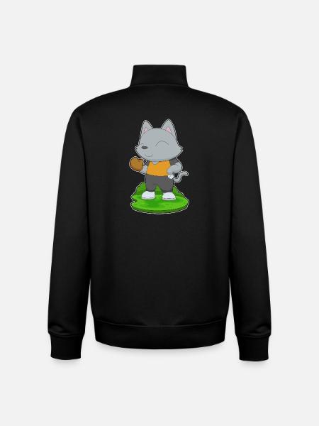 Cat Baseball Baseball Glove - Unisex Organic Zip Sweatshirt by Stanley/Stella - black