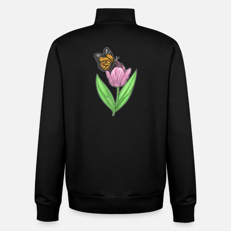 Papillon Tulipe - Sweat zippé unisexe en coton bio Stanley/Stella - noir