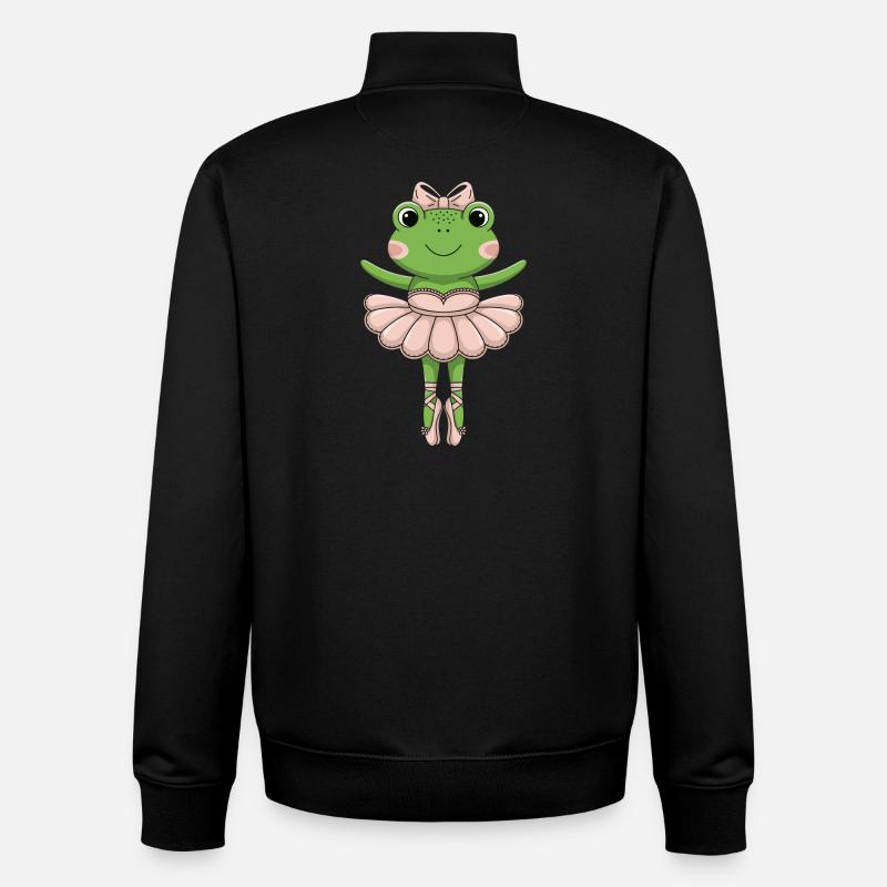 Ballet Frog in Pink Tutu - Unisex Organic Zip Sweatshirt by Stanley/Stella - black