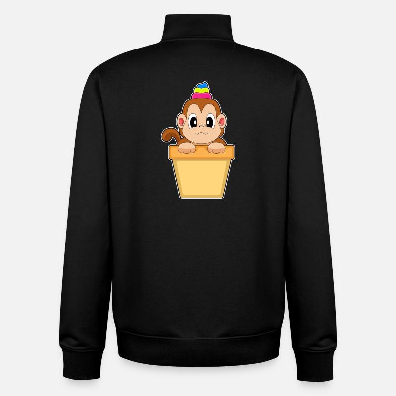 Affe Cupcake - Unisex Organic Zip Sweatshirt von Stanley/Stella - Schwarz