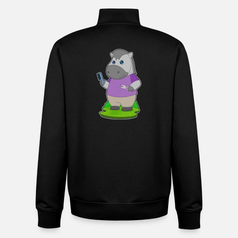 Cheval coiffeur Ciseaux Peigne - Sweat zippé unisexe en coton bio Stanley/Stella - noir