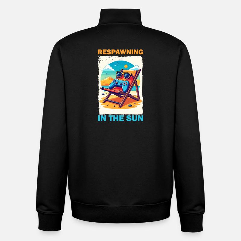 Vacances de jeu à la plage - Sweat zippé unisexe en coton bio Stanley/Stella - noir