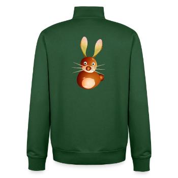 Niedliches Kastanien-Kaninchen – Bastelspaß & Kind - Unisex Organic Zip Sweatshirt von Stanley/Stella - Flaschengrün - Hinten - AI Model Male 185 dark (185cm)