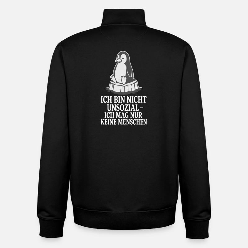 Pingouin sur glace avec dicton - Sweat zippé unisexe en coton bio Stanley/Stella - noir