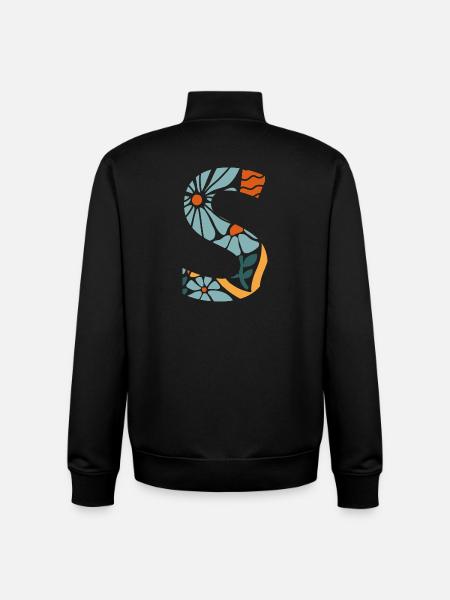 Lettre s fleurs groovy idée cadeau  - Sweat zippé unisexe en coton bio Stanley/Stella - noir