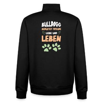 Bulldogg Bedeutung Freude Liebe Leben - Unisex Organic Zip Sweatshirt von Stanley/Stella - Schwarz - Hinten - AI Model Male 185 light (185cm)