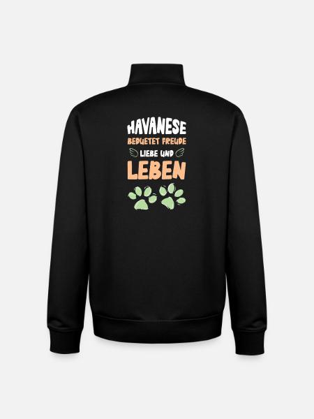 Havanese Love and Life Cheerful - Unisex Organic Zip Sweatshirt by Stanley/Stella - black
