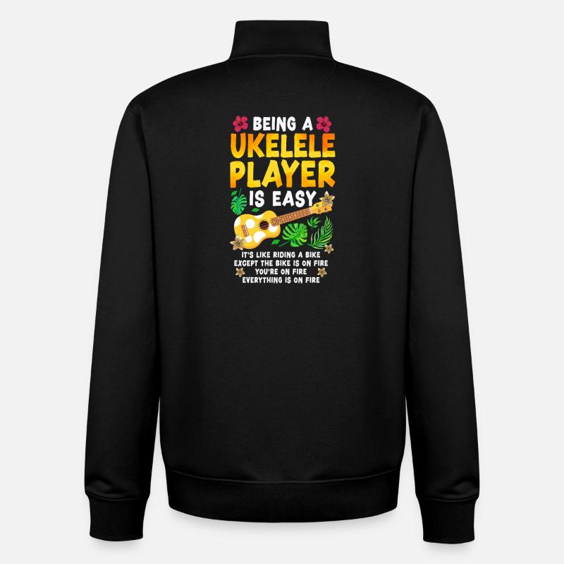 Ukulélé hawaïen Uke étant A - Sweat zippé unisexe en coton bio Stanley/Stella - noir