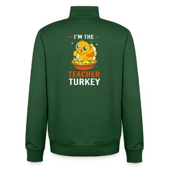 Teacher Thanksgiving Teacher - Unisex Organic Zip Sweatshirt by Stanley/Stella - bottle green - Back - AI Model Male 185 dark (185cm)