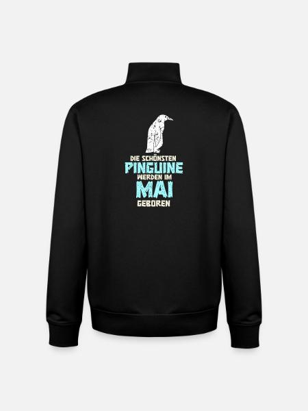 May Birthday Penguin Saying Funny - Unisex Organic Zip Sweatshirt by Stanley/Stella - black