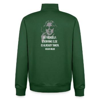Be Yourself Oscar Wilde Tee - Unisex Organic Zip Sweatshirt by Stanley/Stella - bottle green - Back - AI Model Male 185 dark (185cm)