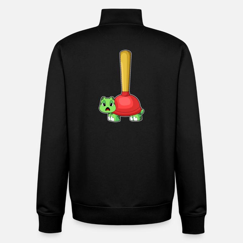 Tortue Pömpel - Sweat zippé unisexe en coton bio Stanley/Stella - noir