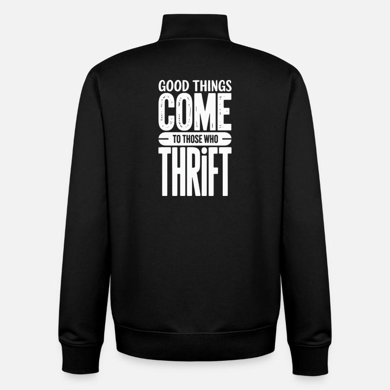 Good Things Come Thrift - Unisex Organic Zip Sweatshirt by Stanley/Stella - black