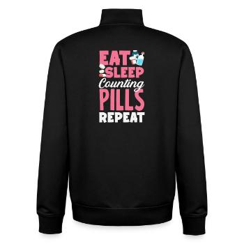 Food Sleep Tablets Counting Pharmacist - Unisex Organic Zip Sweatshirt by Stanley/Stella - black - Back - AI Model Male 185 light (185cm)