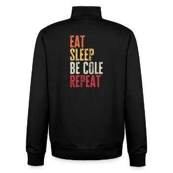 Mange, dors Sois Cole, répète Nom rétro - Sweat zippé unisexe en coton bio Stanley/Stella - noir - Dos - AI Model Male 185 light (185cm)