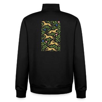 Golden Gallop in Floral Vines - Unisex Organic Zip Sweatshirt by Stanley/Stella - black - Back - AI Model Male 185 light (185cm)