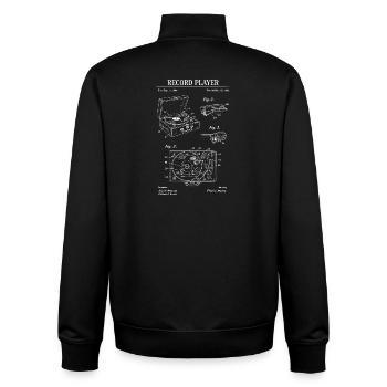 Retro Record Player Blueprint - Unisex Organic Zip Sweatshirt by Stanley/Stella - black - Back - AI Model Male 185 light (185cm)