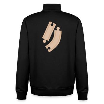 Wooden Curves Puzzle Pattern Rails - Unisex Organic Zip Sweatshirt by Stanley/Stella - black - Back - AI Model Male 185 light (185cm)