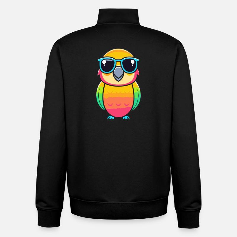 Retro-Papagei mit blauer Brille - Unisex Organic Zip Sweatshirt von Stanley/Stella - Schwarz