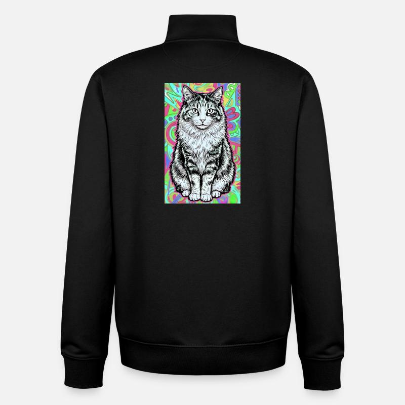 chat - Sweat zippé unisexe en coton bio Stanley/Stella - noir